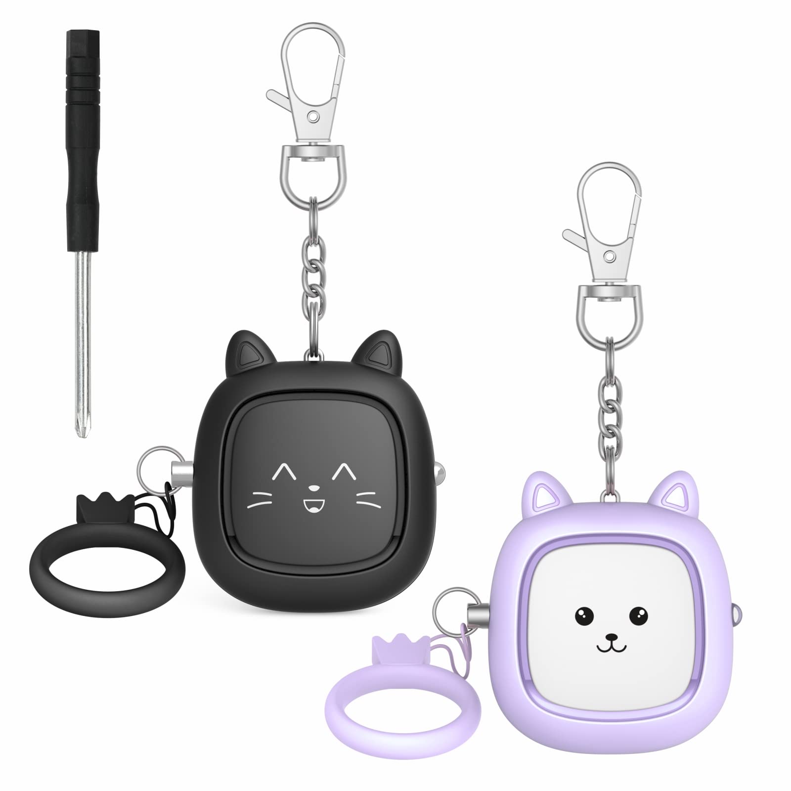 Topbasic 防犯ブザー 小学生 女性 2個セット ランドセル 防犯アラーム 防犯警報器 大音量120dB LEDライト付き 子供 お年寄り (紫＆黒, 2個セット)商品画像