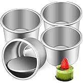DEARMAMY 2Inch Cake Pan Set of 4, Nonstick Stainless Steel Smash Cake Pans, Round Mini Cake Pans Tin Small Size for Baking Muffin Fondant Cheesecake Mold Healthy Dishwasher Safe