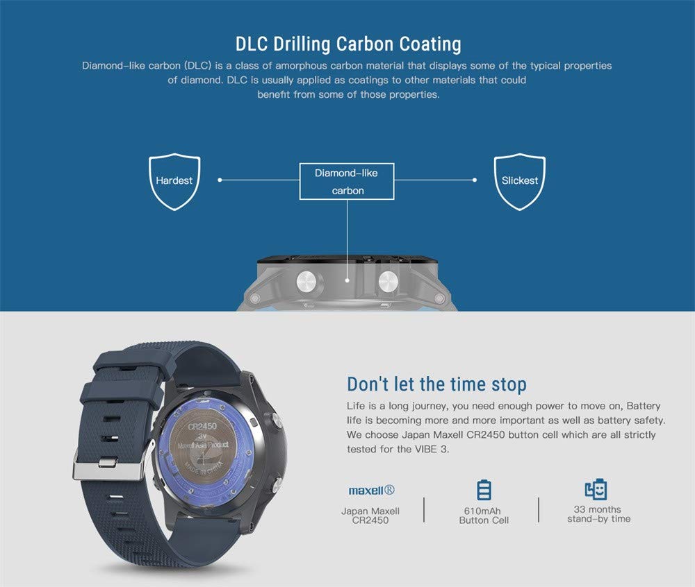 certainPL Zeblaze VIBE 3 Sport Smartwatch (Bluetooth), Waterproof Activity Tracker Calories Counter Step Counter Sports Watch (Blue)