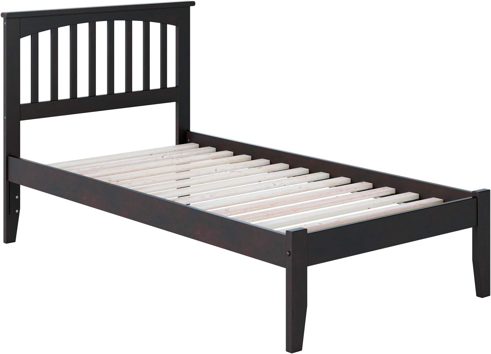 Atlantic Furniture Mission Platform Bed with Open Foot Board, Twin XL, Espresso