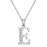 Gemschest Graduation Gifts Initial Necklace S925 Sterling Silver Jewelry Cubic Zirconia Letter Alphabet Phase Pendant Necklace Mother Day for Mom Women Ladies Teen 18" Chain