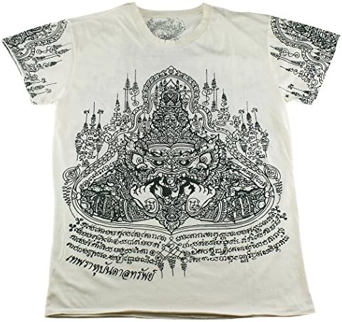 Men T-Shirt White Rahu Yantra Muay Thai Tattoo Sak Yant Amulet WK08 Size Medium