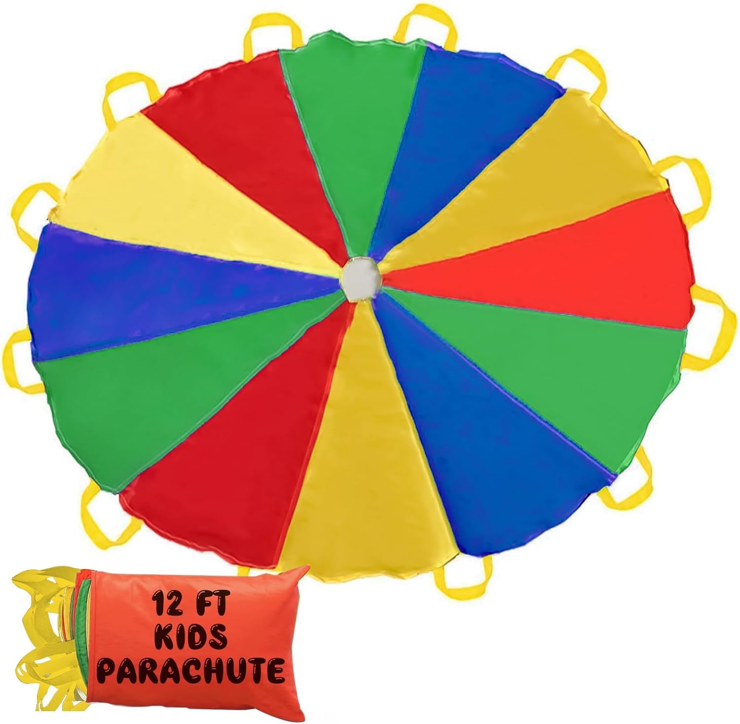 Sonyabecca Play Tents Kids Game 210T Play Parachute 12' with 12 Handles Indoor&Outdoor Picnic Blanket Mats (6-12 kids play)