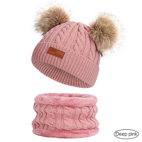 girls navy hat and scarf