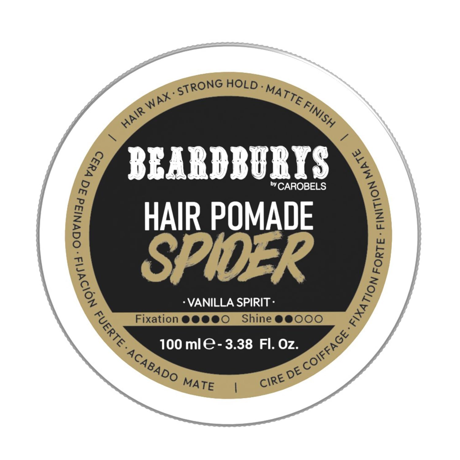 Beardburys Spider Hair Pomade Wax for Men, Strong Hold Matte Finish, Texturising Styling Wax, Vanilla Scent, Easy to Shape & Wash, 100ml