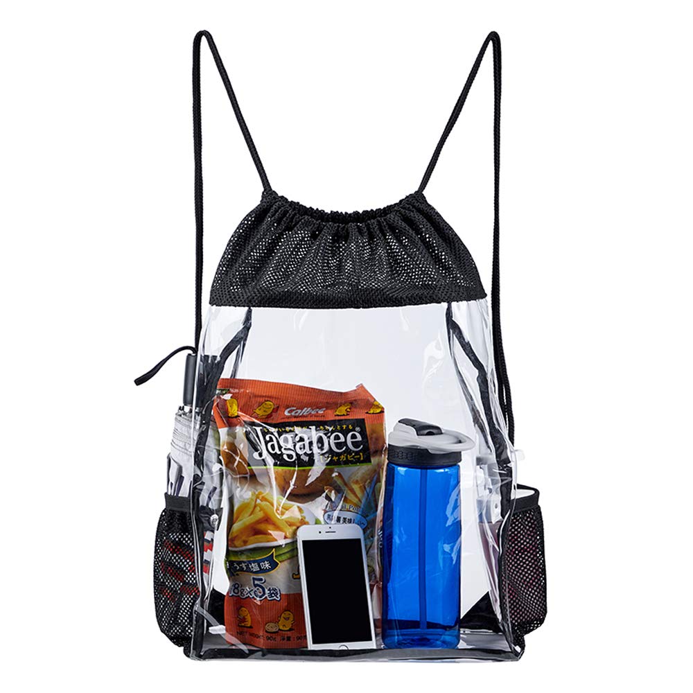 Buy Clear Drawstring Bag PVC Drawstring Backpack with Mesh Side
