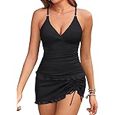 Daci Women Tankini Swimsuits with Skirt - Two Piece Tummy Control Skirted 2PC Bathing Suits Swimwear