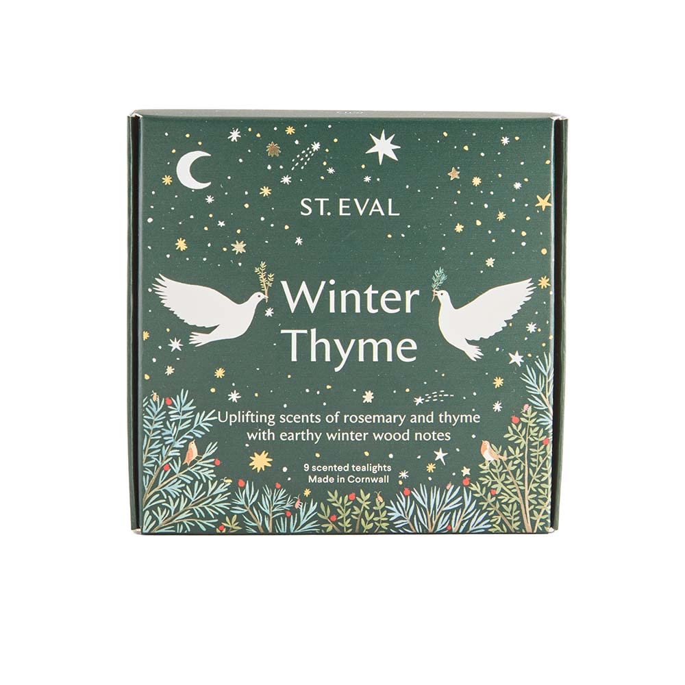 St Eval Christmas Winter Thyme Tealights - Wax - Pack of 9 - Home Decor & Office Fragrance - Gift