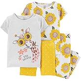 Carter's Baby Girls' 4 Pc Cotton Pjs (3T, Giraffe Sunflower)