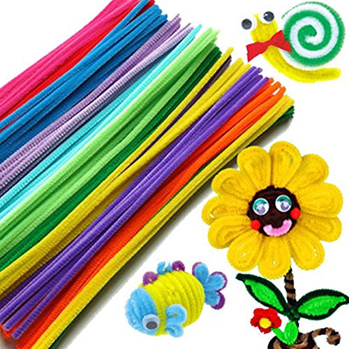 WXLAA 100pcs DIY Chenille Stems Pipe Twist Rods Cleaners Kids DIT Craft Toys Grey - Thumbnail 2