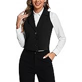 MINTLIMIT Women's Notch Lapel Button Front Crop Vest Jacket Waistcoat Vests Sleeveless Blazer