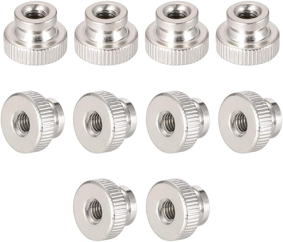 sourcing map Knurled Thumb Nuts, 10Pcs M4x0.7mm Iron Round Knobs Fasteners for 3D Printer Parts, Silver Tone