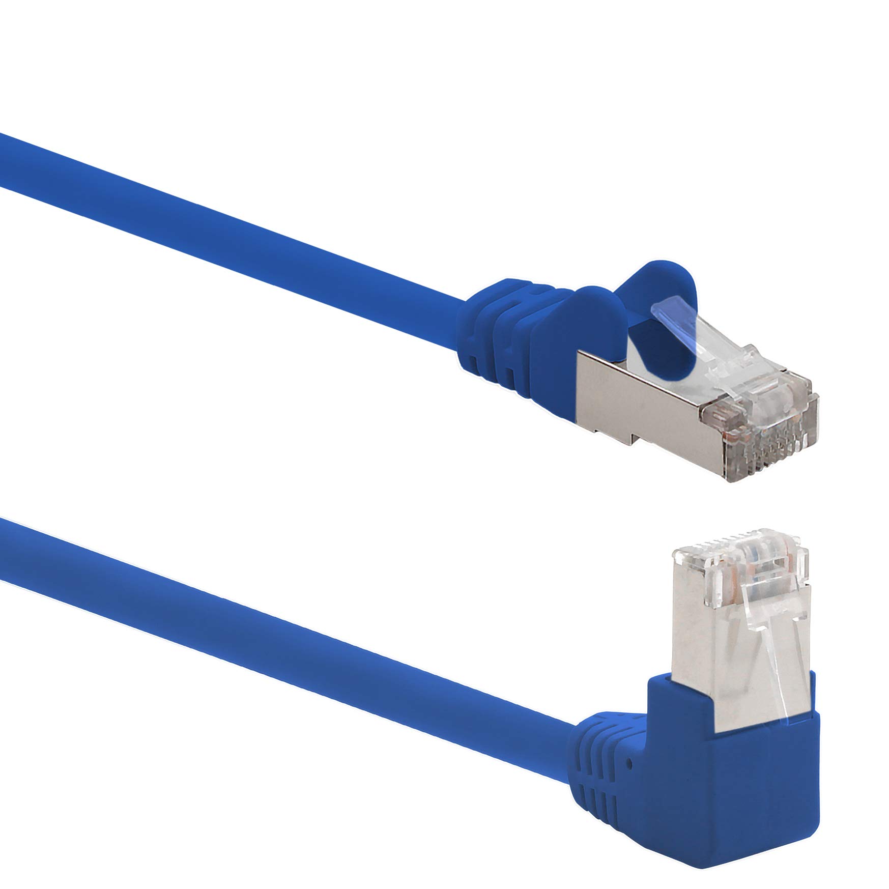 1aTTack.de 366243 Cat.6 network cable angle 90 degrees 7.5m - blue - 1 piece - Cat6 patch cable (SFTP PIMF) 1000Mbit/s Rj 45 plug - 1 x 7.5m meter blue