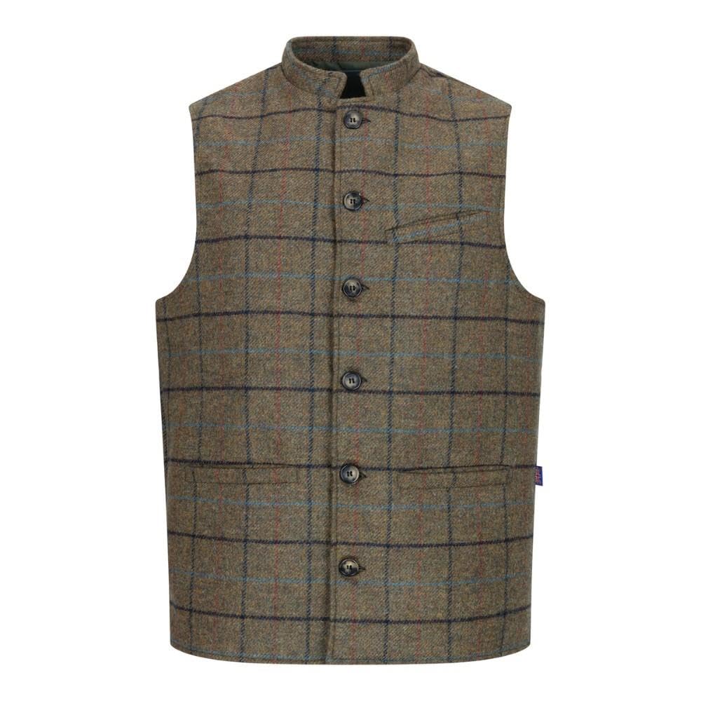 WALKER AND HAWKES - Men's Abraham Moon Tweed Nehru Waistcoat - Castleton Green - X-Large
