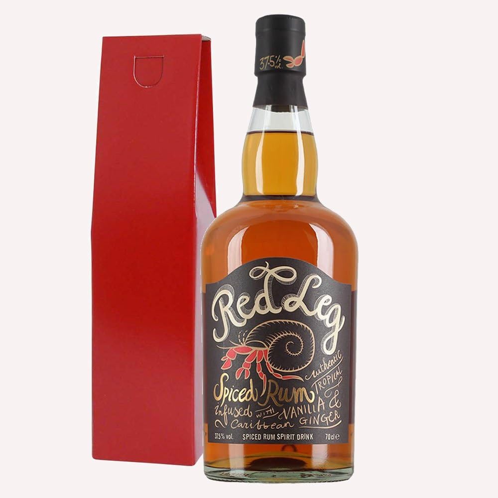 Redleg Spiced Rum 70cl Bottlein Red Gift Box With Love Gifts2Drink Tag