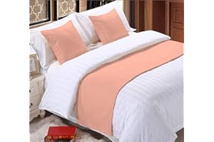 DPS COTTON KING 100% Egyptian Cotton Bed Runner Peach Solid California King Size (108x20) 3 Piece Decorative Bed Scarf for Bedroom Hotel Wedding Room with 2 Pillow Shame
