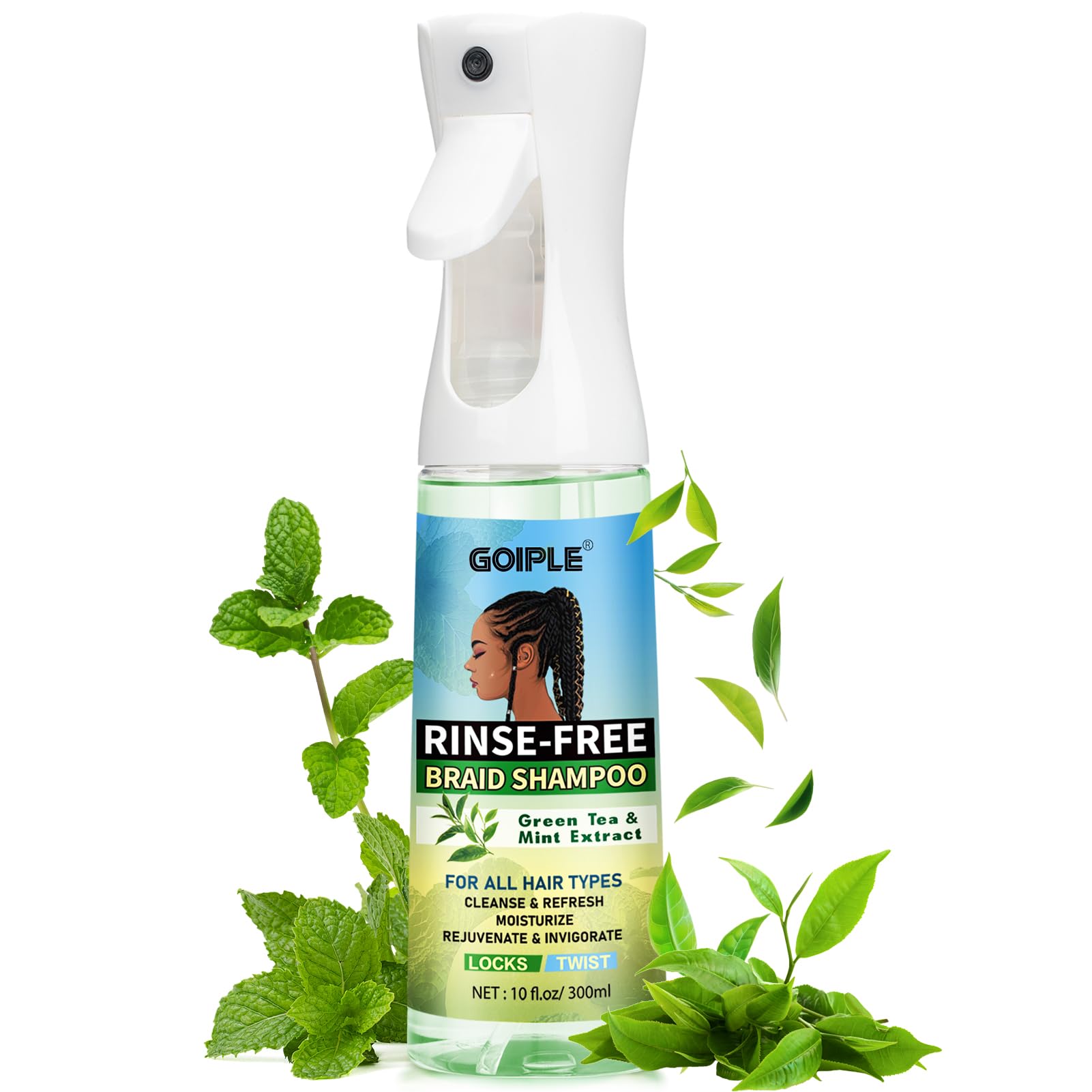 Photo 1 of 10 FL OZ Rinse-Free Shampoo for Braid, No Water Shampoo for Locs, Braids, Twists, Weaves, Dreadlock, Dry Spray for BuildUp, Odor, Itch & Flakes, No Residue, Chemical Free