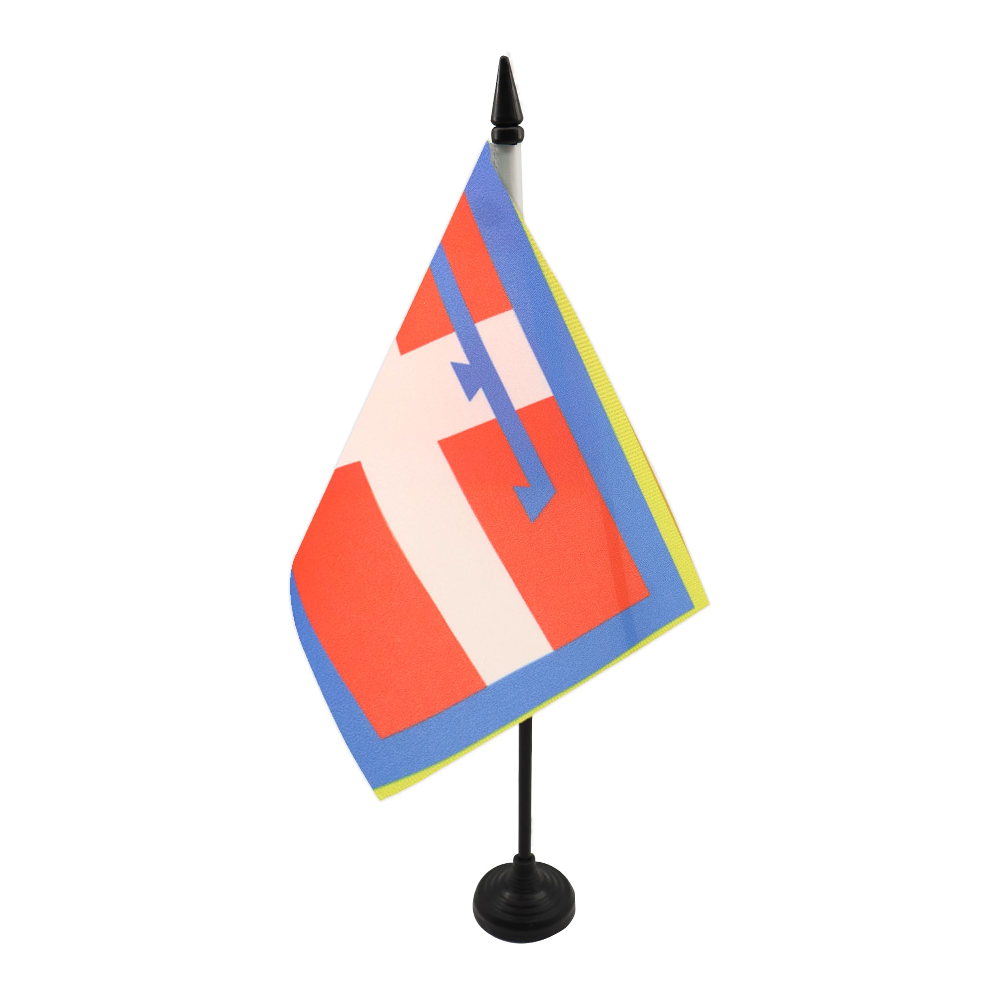 AZ FLAG Piedmont Table Flag 5'' x 8'' - Italian region of Piemonte Office Decoration 100% Polyester 21 x 14 cm - Mini Desk Flag with Pole and Black Plastic Base