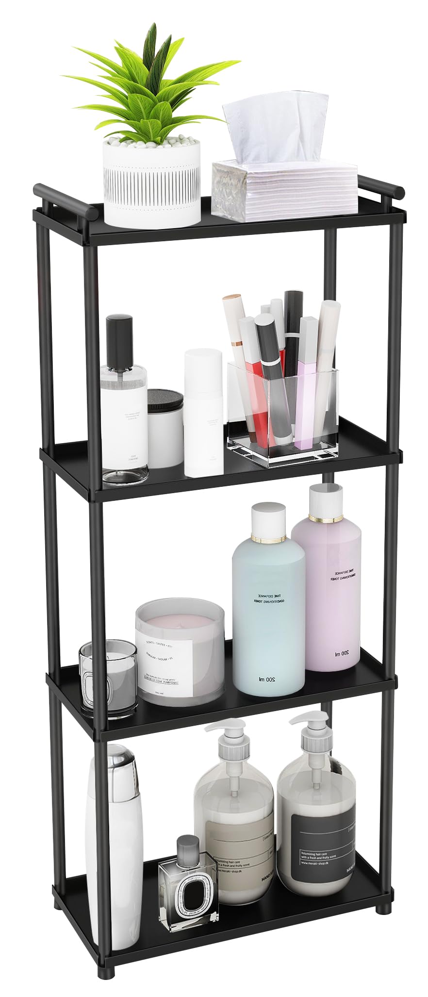 Photo 1 of VOTZAAQ Matte Black 4 Tier Bathroom Organizer Countertop, Stainless Steel Perfume Tray and Vanity Countertop Shelf, Makeup Skin Care Bathroom Organizers and Storage for Dresser, Kitchen