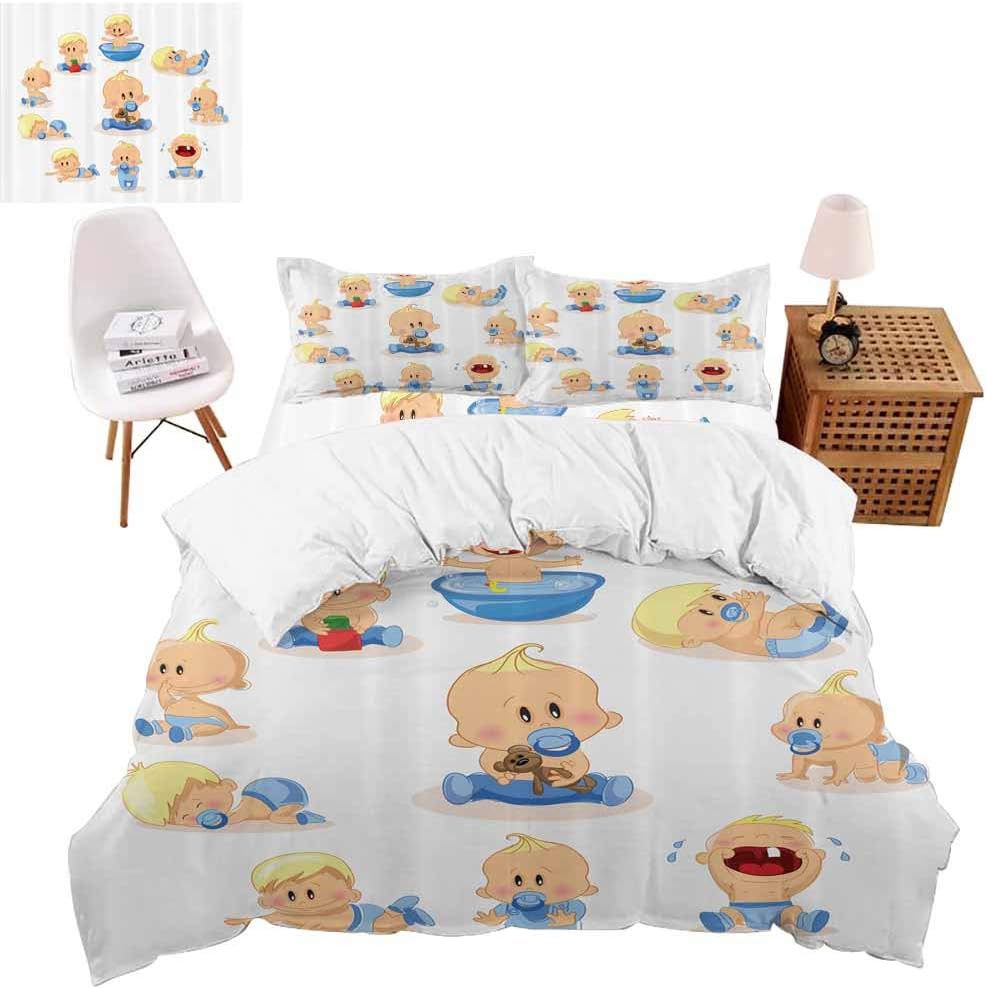 vroselv-home 4 Piece Bedding Set, Goofy Infnat Boy Crying Duvet/Comforter/Quilt Cover Set with Bed Sheet Pillow Shams for Adults/School - Full Size/NO Comforter