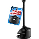 FORASTO Toilet Plunger with Holder - Heavy Duty Bathroom Cleaning Tools | Plungers for Bathroom, Toilet Bowl Cleaners, Apartment Must Haves, Bathroom Decor Accessories, Home Essentials, Black