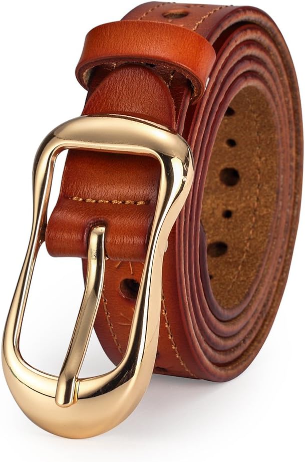 McFanBe Girls Women Leather Belt for Jeans with Alloy Buckle Grommet Hollow Rivets