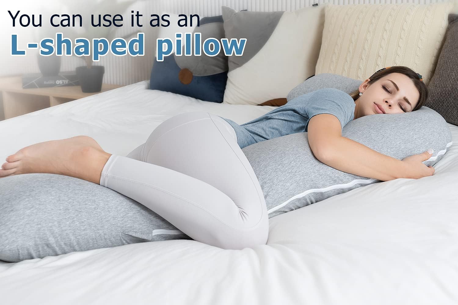 INSEN Pregnancy Pillow,Maternity Body Pillow with Pillow Cover,H Shaped Body Pillow for Pregnant Women (Grey Jersey): Home & Kitchen