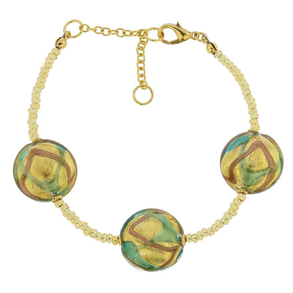 Glass Of Venice Murano Glass Royal Bracelet - Aqua Waves Gold
