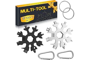 CUTIFUL Stocking Stuffers for Men - Snowflake 18 in 1 Multitool Christmas Gifts, 2 Pack Multi Tools for Dad from Daughter Son, Gifts for Father Husband Him (Silver+Black)