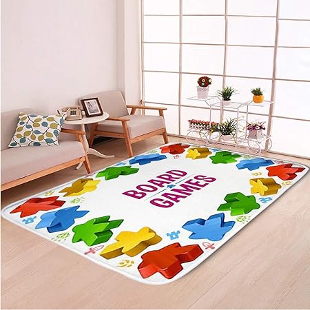 Amazon Com Home Decor Bathroom Wc Rug Living Room Carpets Door Mat Indoor Rugs Square Frame Multicolored Meeples Board Bedroom Floor Mats Garden Outdoor