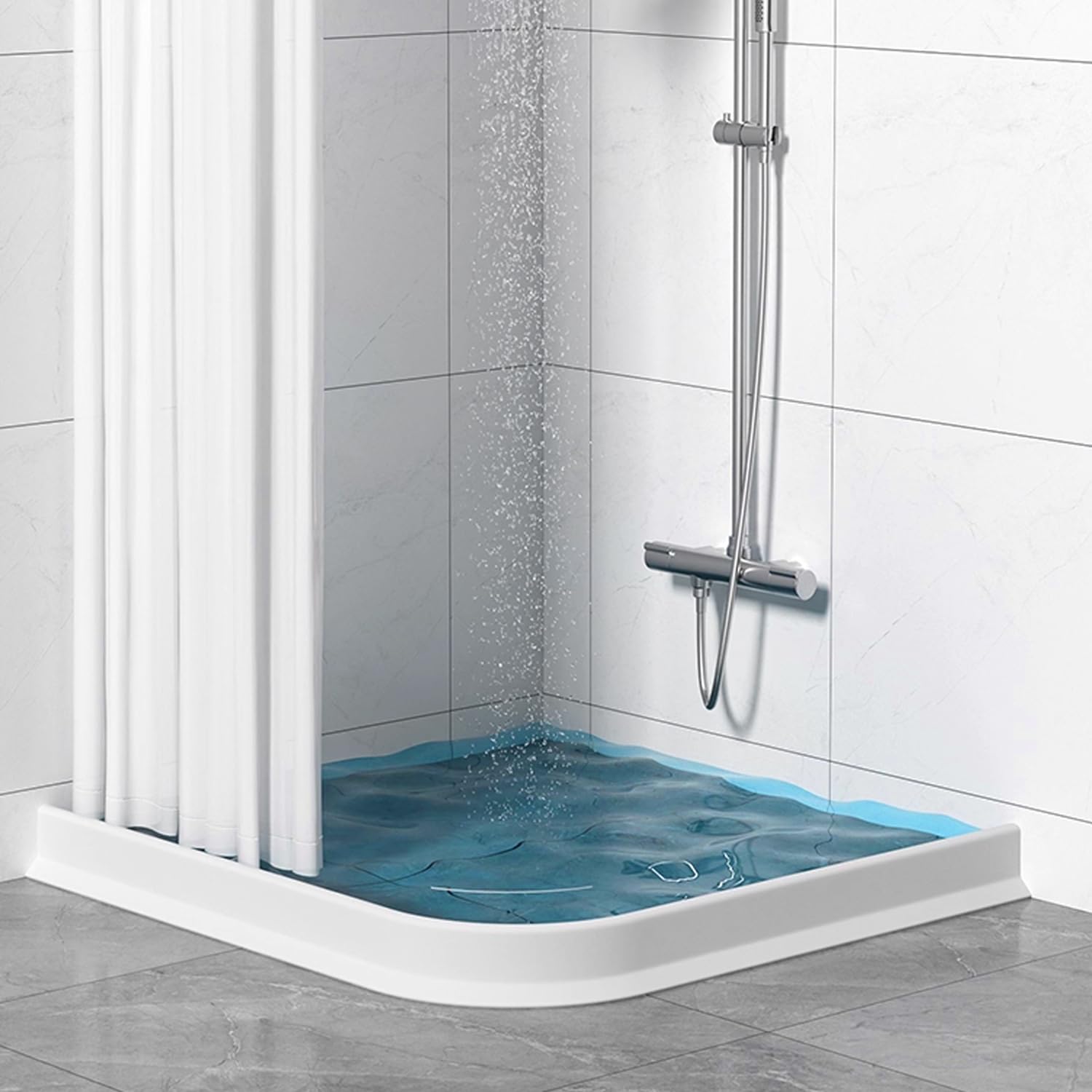 Silicone Wet Room Bathroom Floor Seal Screen Door Seal Strip Prevents Overflow of Water | Waterproof Self-Adhesive and Bendable Waterproof Strip for Wet and Dry Separation (40 inch)