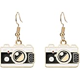 coadipress Camera Earrings for Women Fashion Personalized Retro Classic Gold Plated Miniature Photographer Dangle Drop Charm Earrings Travel Jewelry Photography Gifts