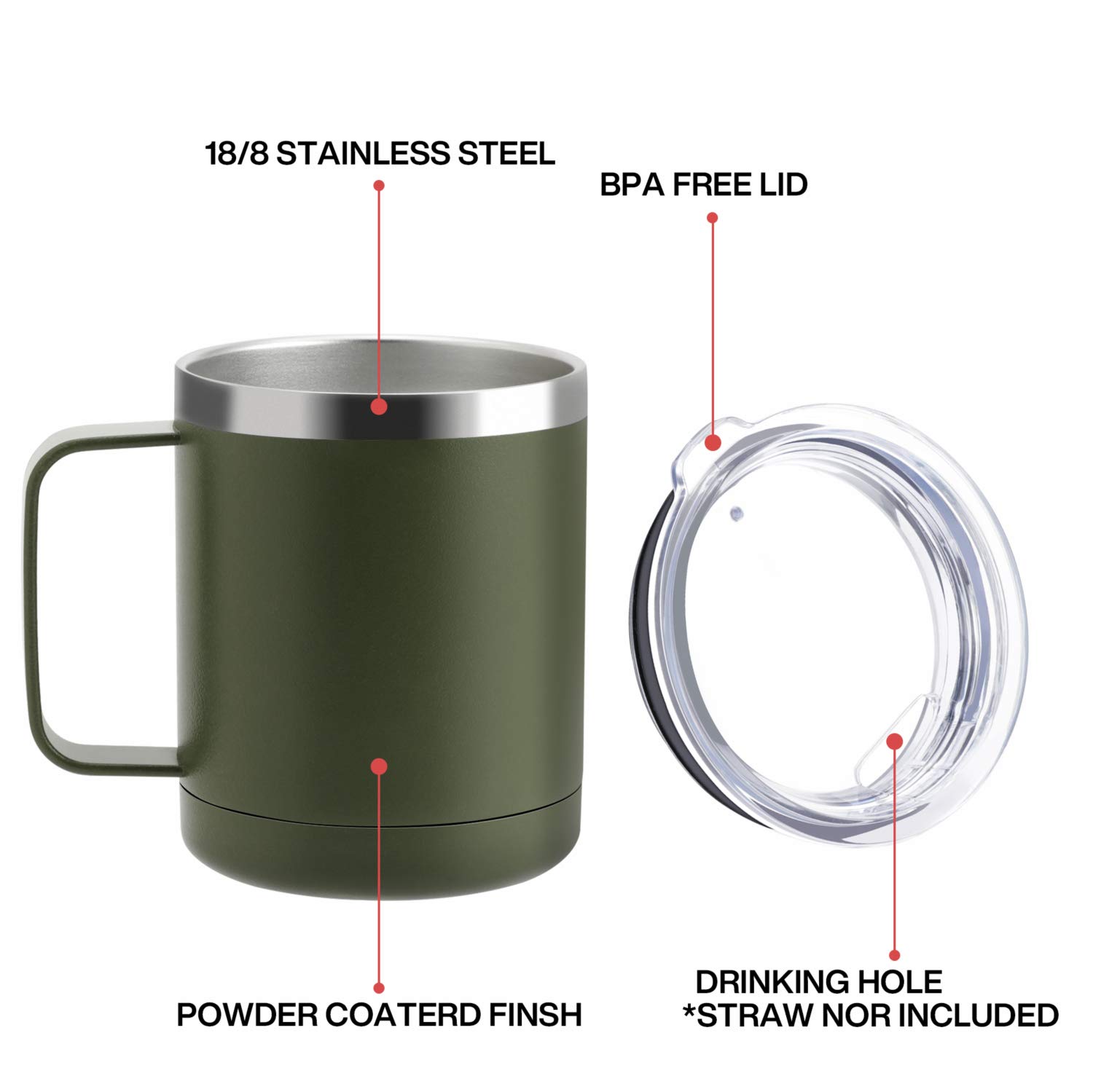Oneb 12oz Tumbler Stainless Steel Coffee Mug With Handle Double |  Desertcart Guyana