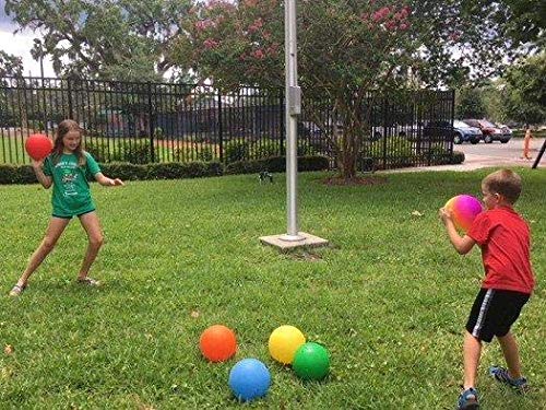 OrgMemory-Playground-Ball-Kickball-85-inch-4-pcs-2-Each-of-Rainbow-Ball-Blue-Handball-for-Kids-and-Adults-Dodge-Ball-with-Pump