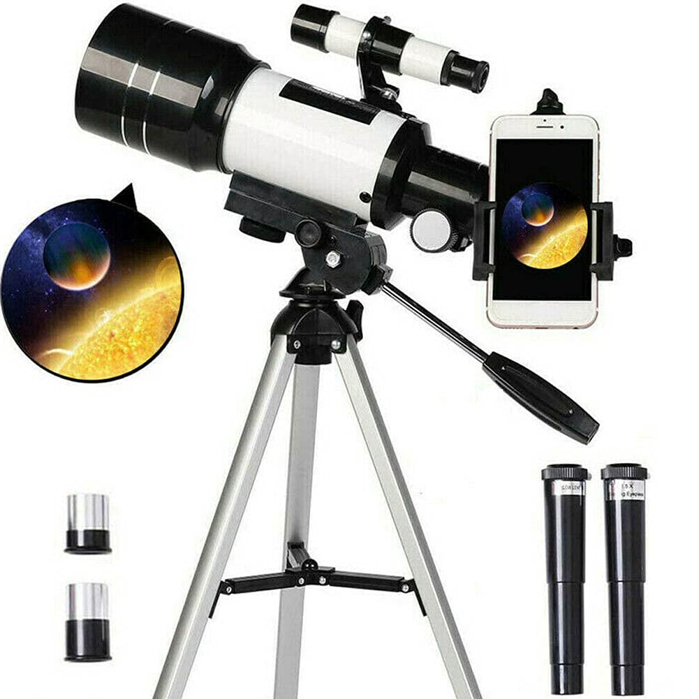 TUOKE Telescope for Astronomy Adult Kids Beginners, 150X Astronomical Refractor Telescope, 300X70mm Telescop with Tripod Smartphone Adapter