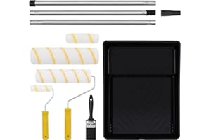 YUUNAIE Paint Roller Kit with Extension Pole, 12pcs Paint Roller Kit Contain 9 Inch Paint Rollers, 4 Inch Small Paint Roller, Paint Tray, 3-Section Paint Roller Extension Pole, Paint Brushes for Walls