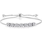 Gem Stone King Gemstone Birthstone Tennis Bracelet For Women | 925 Sterling Silver | Round Cut 4.5MM | Adjustable Bolo Bracelet For Women | Easy-On Easy-Off