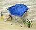 ECOLINEAR Folding Saucer Moon Chair Short Plush Faux Fur Padded Club Seat (Blue)
