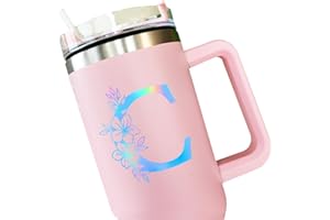 ZEARPT 3 x Monogram Letter, Initial Decal, Single Letter Monogram, Vinyl Decal for Tumbler, Floral Alphabet Sticker, Botanical Alphabet Vinyl Decal, Last Name Vinyl Initial Decal, Set of 3