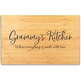 Andaz Press Large Bamboo Wood Cutting Board Gift, 17.75 x 11-inch, Grammy's Kitchen Where Everything is Made With Love, 1-Pack, Engraved Serving Chopping Board Christmas Birthday Chef Kitchen Ideas