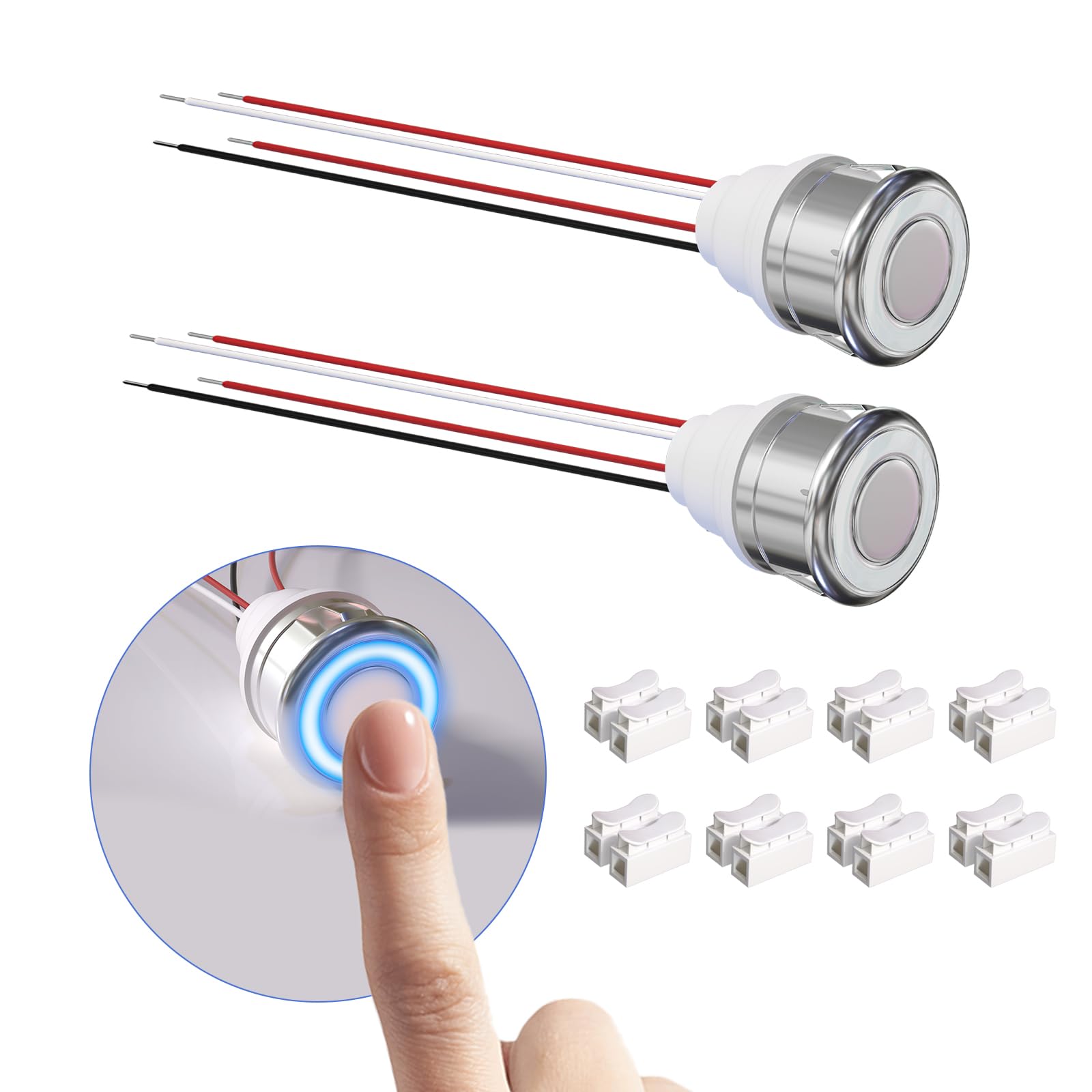 BrightArk LED Touch Dimmer Switch 12V DC Stepless Dimming 3-24V LED Dimmer Touch Switch Sensor Switch for LED Strips,For 18 mm Max-48W