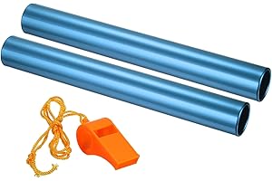 PATIKIL Relay Track Baton,2 Pack Aluminum Tube Field Running Race Stick with Whistle Corrosion Resistant for Outdoor Athletic