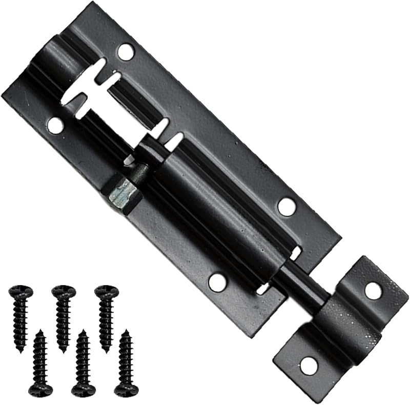 SZXMDKH Stainless Steel Door Lock Bolt Latch Black 3 Inch for Bathroom Shed