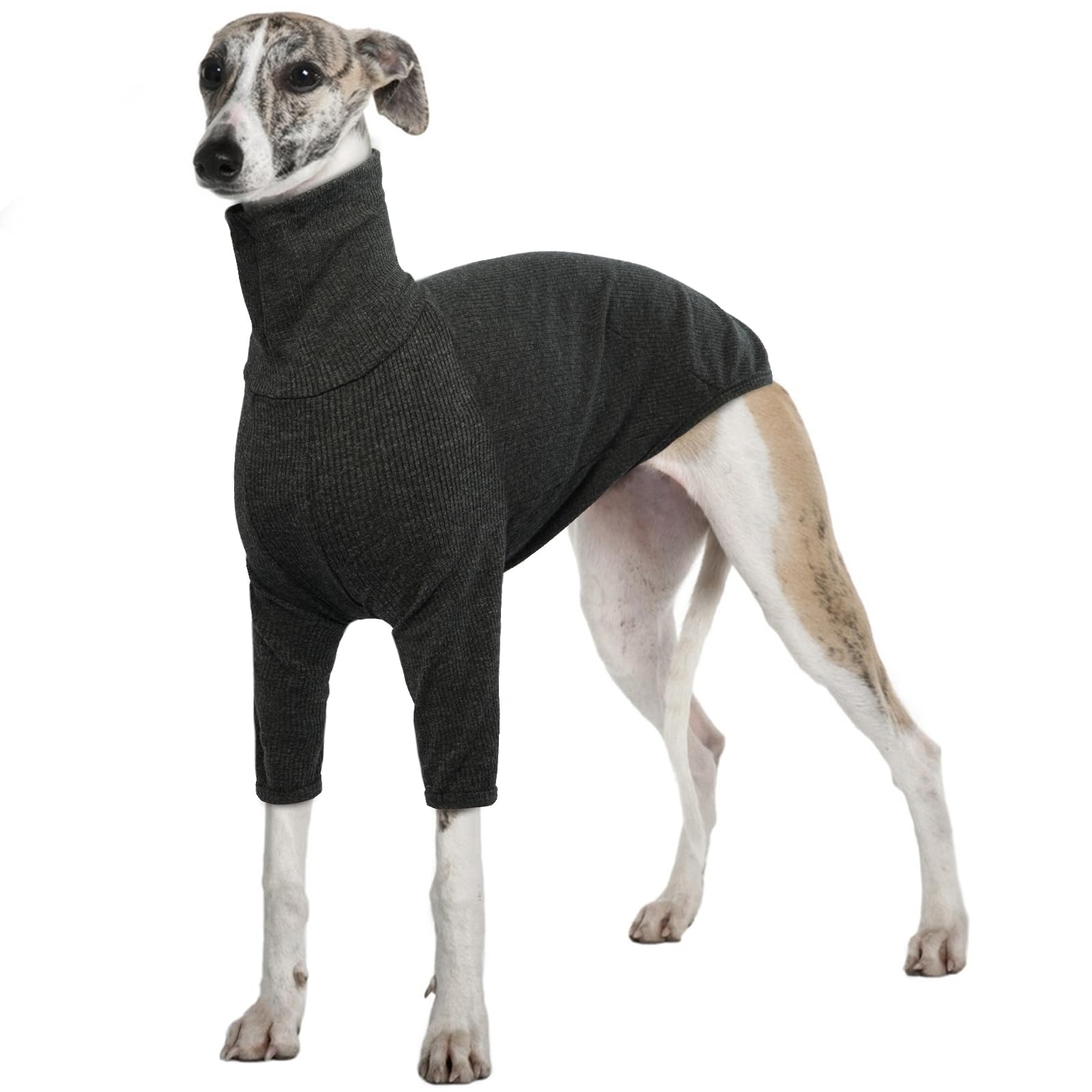Lightweight Greyhound Sweater, Salukis Coat Soft Pullover Dog Turtleneck Shirt Greyhound Coat with Legs Warm Vest(Grey, 2XL)