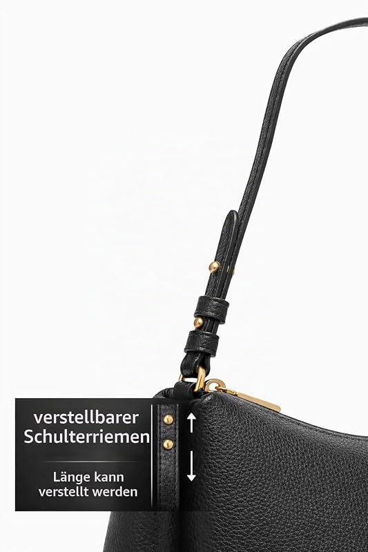 Women's Remy Top Zip Shoulder Bag, Black and Gold, One Size