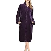 HEARTNICE Womens Flannel Zipper Robe, Soft Warm Robes for Women Cozy Long Sleeve Loungewear Luxurious Nightgown with Pockets