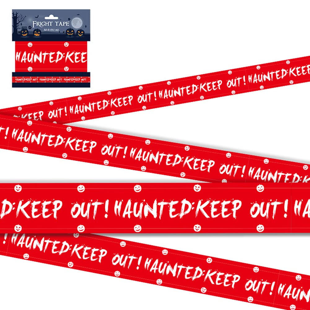 5Pack Halloween Fright Tapes Warning Caution Tape Fright Banner Zombie Posters Creepy Scary Decoration Set for Halloween Party Decor Haunted House, 9m Long/Pack