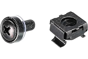 PATIKIL Rack Mount Cage Nuts M5x10mm Mounting Screws Iron Zinc Plated for Server Rack Cabinets with Washers, Black 10 Sets