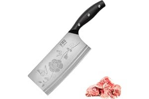 TJ POP Meat Cleaver Knife 7.5 Inch, Ultra Sharp Chinese Chef's Knives, Full-Tang Chopping Knife, 30Cr13 Steel Blade Thickness