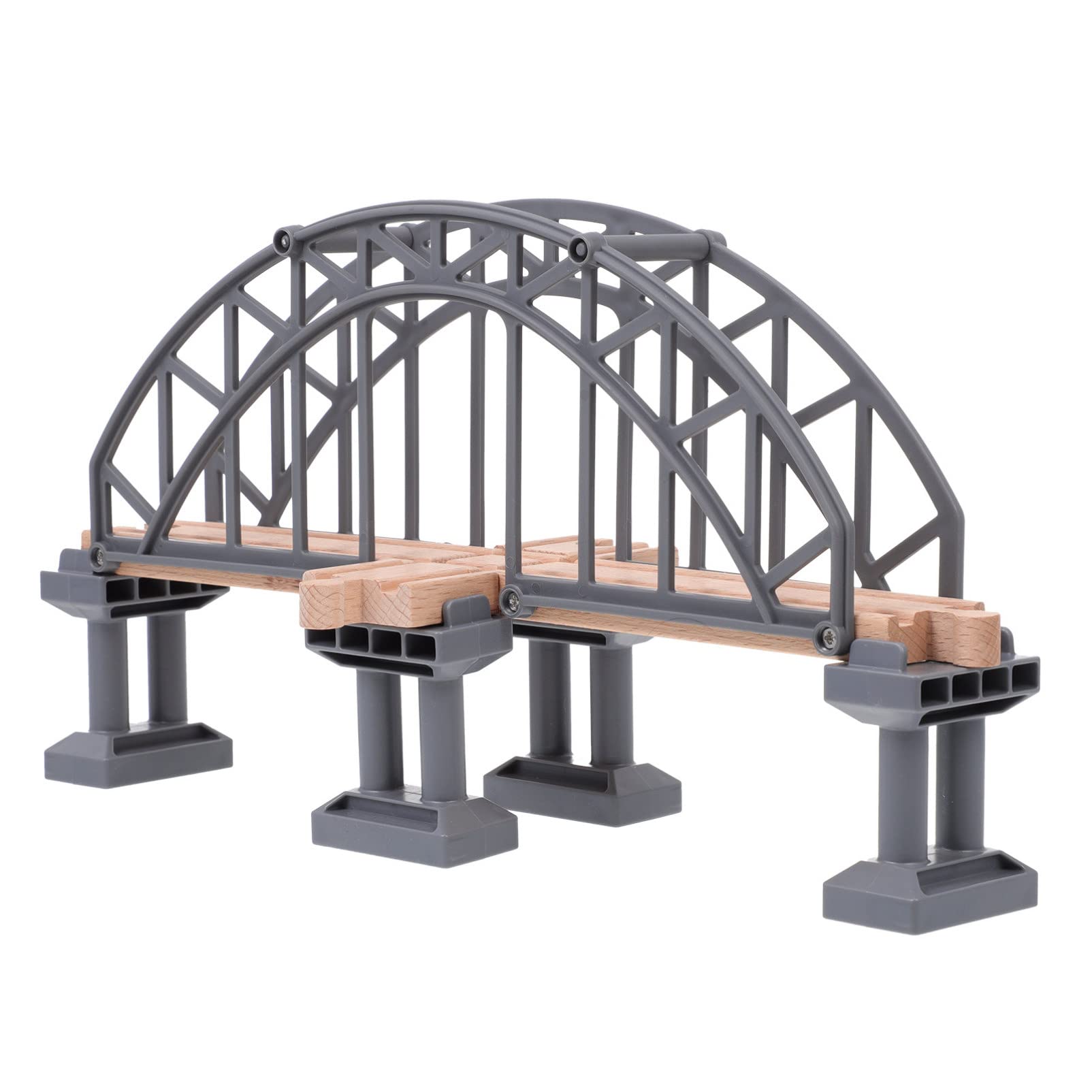 STOBOK Rail Bridges toy, Long Double Span Arch Bridge Wooden Railway Wood Train Tracks Wooden Train Children Train Bulk Rail Accessory